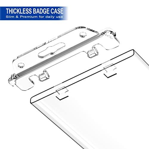 2 Pack Clear Id Badge Holder For Lanyard Hard Plastic Id Card Holder By Fallen One, Permanent Locking, Vertical, Heavy Duty #TOP1