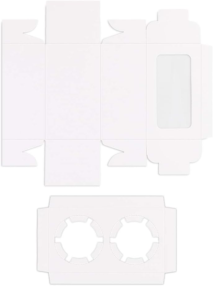Pralb 50Pack White Paper Cupcake Boxes with Pvc Window and Two Treat Holder, Pastry and Cookie Box,Cupcake Containers Bakery Cake Box,Auto-Popup Cupcake Carriers Bakery Cake Box(6.3x3.5x3inch)