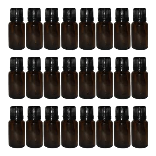 S&G Creations 15 ml Amber Empty Glass Bottle/With Inner & Black Cap, Refillable, For Essential Oils, Perfumes (Pack Of 24)-image-41
