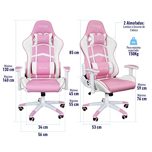 Cadeira Gamer MX5 Giratória Rosa/Branco