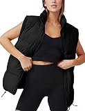 Springrain Womens Oversized Quilted Puffer Vest Padded Warm Winter Jacket with Stand Collar Bubble P