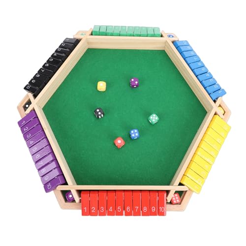 Denash Juego Close The Box, Juego de Matemáticas de Dados de Madera para 2-6 Jugadores con Tablero Abatible de 6 Lados, para Fiesta Familiar, Camping, Diversión Educativa