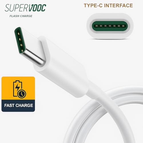 Image of 33W Superfast Charger Combo | Adapter + Cable | Compatible with Oppo F19 Pro+, F21 Pro, Reno 6, Reno 7, Reno 8, A74, A96 | Supports VOOC, SuperVOOC Fast Charging