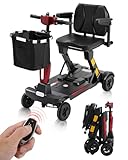 Ecomobi MS02F Ultra Auto-Folding Mobility Scooters for Adults 5 mph, 53 lbs Lightweight Electric Wheelchair, 43' Turning Radius, USB Charging Port, 330 lbs Capacity, Reverse Warning Alarm