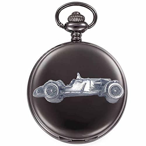 Montre gousset quartz avec motif voiture ancienne ref140, idée cadeau pour homme