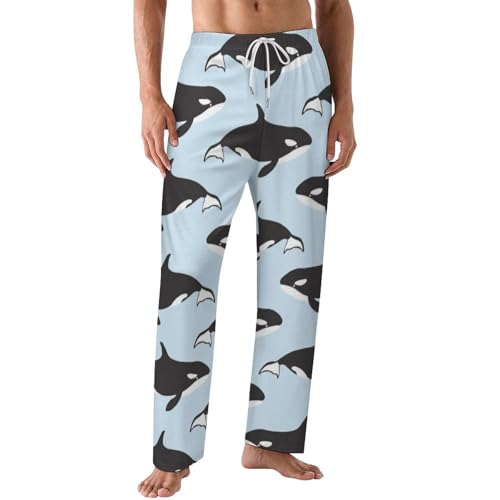Whale Animal Pattern Comfy Pajama Pants Adjustable Sleepwear Beach Pants for Men
