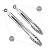 2 Pack Silicone Kitchen Tongs – 9" & 12" Set, Heat Resistant up to 500°F, Non‑Stick Cookware Safe, Wavy Silicone Tips, BPA Free, Locking Clip & Hanging Loop, Grey #3