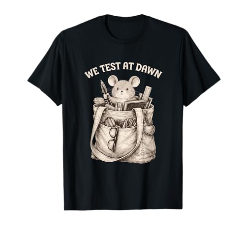 Teacher Mouse We Test At Dawn Funny Test Day Coordinator T-Shirt