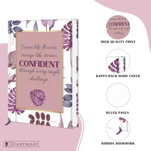 Image of Hard Bound Notebook for Girls & Women | A5 Ruled Journal | 192 Pages | 80 GSM Premium Paper | Designer Laminated Cover | Ribbon Bookmark | Notebook for School, College, Office, Journaling & Note Taking (DM4007)