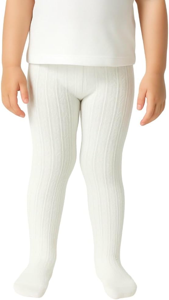 Baby Boys & Girls Ribbed Cotton Stockings | Soft Stretchable Full Length Footed Leggings for Infants & Toddlers