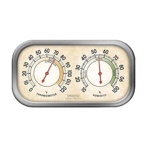 Springfield Color Track Humidity Meter and Indoor Thermometer, Analog Weather Station for the Bedroom, Nursery, Storage, and Inside the Home