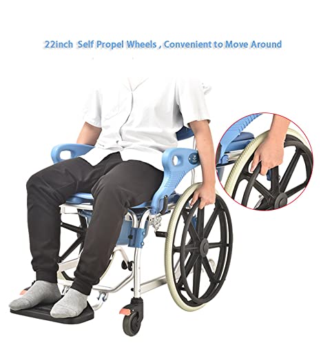 4 In 1 Shower Transfer Chair Wheelchair Commode With Drop Arm Large Rear Wheels For The Disabled #TOP4