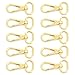 CRAFTMEMORE 10 Sets Gold Finish Snap Hook Lobster Clasp Swivel Push Gate Fashion Clip with D Ring Craft FSD1 (3/4 Inch)