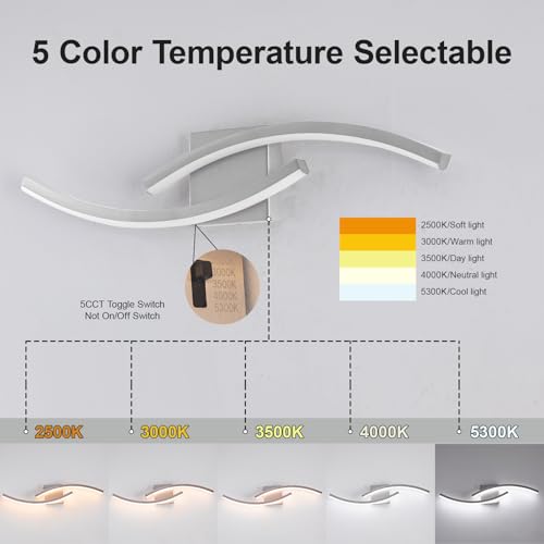 Image of 23.62 inch Modern Bathroom Vanity Light Brushed Nickel Lights Fixtures Dimmable 5CCT Led Bathroom Light Fixture Over Mirror Modern Wall lamp for Cabinet Hallway