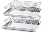 Baking Sheet with Rack Set – 2 Stainless Steel Baking Pans + 2 Cooling Racks,Heavy Duty Baking Tray for Oven,Non Toxic,Dishwasher Safe & Easy Clean – Perfect for Baking,Roasting,or Cooling