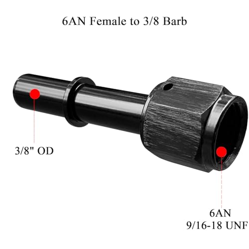 Image of 1Pack 6AN Female to 3 /8 Barb, 6AN Female Swivel to 3 /8 inch Quick Connect Fittings, Fuel Line Quick Connect Fitting Adapter Straight Aluminum