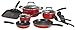 T-fal C112SC Signature Nonstick Expert Thermo-Spot Heat Indicator Dishwasher Safe Cookware Set, 12-Piece, Red