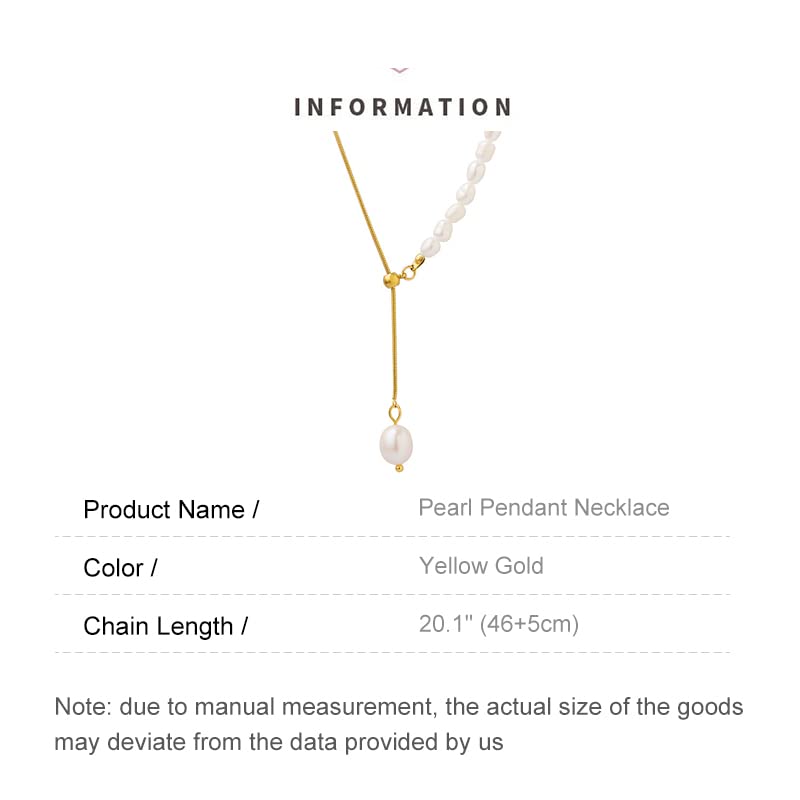 14K Gold Pearl Pendant Necklace, Freshwater Pearl Y-shaped Necklace, Women's Day, Birthday Gift for Wife, Girlfriend2