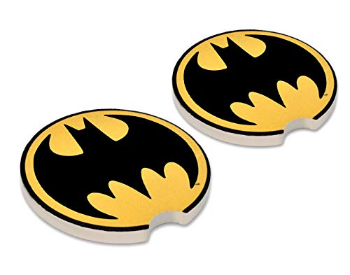 Image of Elektroplate Batman Logo Bat Symbol Automotive Ceramic Coasters Set of 2