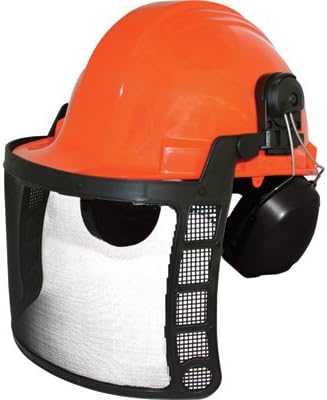 Forester Safety Helmet - Original Forestry Hard Hat Arborist Gear Mesh Face Shield Hearing Protection Chainsaw Helmets Portable Woodsman Hardhat Safety Construction Hat (Orange)