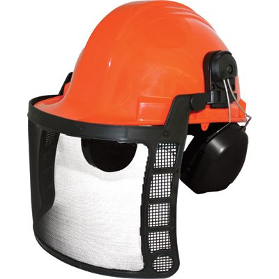 Forester Safety Helmet - Original Forestry Hard Hat Arborist Gear Mesh Face Shield Hearing Protection Chainsaw Helmets Portable Woodsman Hardhat Safety Construction Hat (Orange)