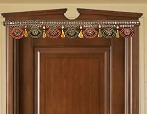 Brown Leaf Traditional Art Handmade Fabric Cloth Bandarwal Bandhawar Toran Door & Wall Hanging for Diwali Weeding Inauguration & Home Decoration