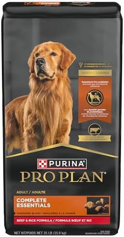 Purina Pro Plan Complete Essentials Dry Dog Food, Shredded Blend Beef & Rice - 15.9 kg Bag - 1