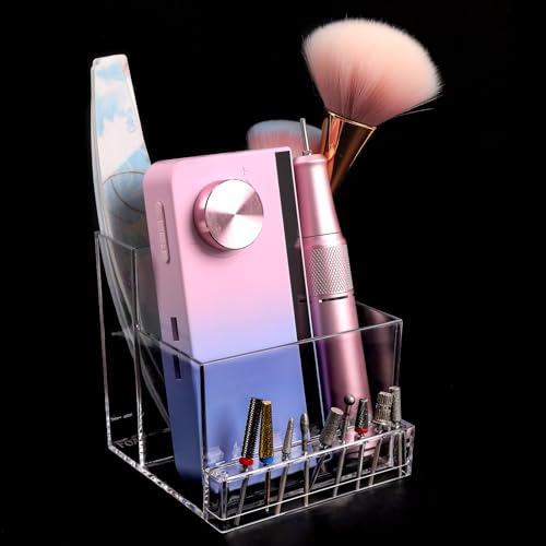 Caja de almacenaje para pulidor torno y brocas de uñas, 10 agujeros, organizador de herramientas de taladro de uñas, Organizador de plástico para herramientas de manicura (Transparente) Caja de almacenaje para pulidor torno y brocas de uñas, 10 agujeros, organizador de herramientas de taladro de uñas, Organizador de plástico para herramientas de manicura (Transparente)