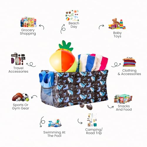 Image of Extra Large Utility Tote Bag - Oversized Collapsible Pool Beach Canvas Basket