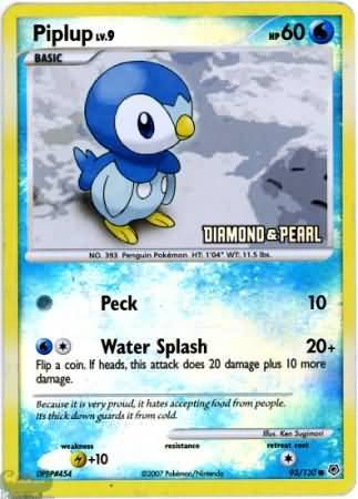 Piplup – 93/130 – Promo de Holo Invertido – Exclusiva campaña Burger King 2008 – Promos de Pokemon