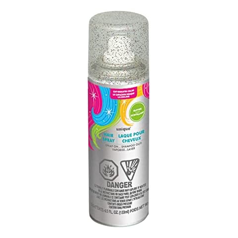 Unique UK 9051 Silver Glittery Hair Spray-4.5 oz 1 Pc Cover