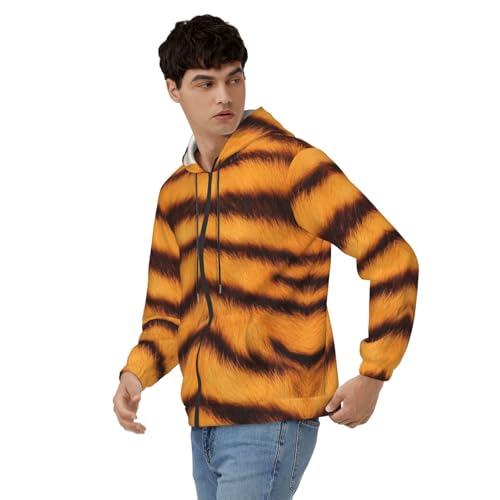 Pull à capuche imprimé tigre sweat molletonné homme mi-saison - 5