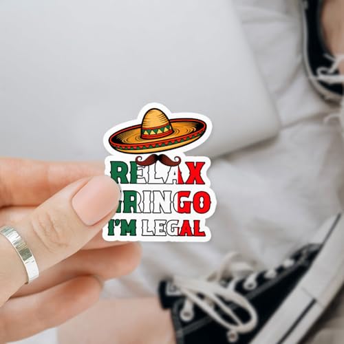 Image of 3Pcs Relax Gringo Im Legal Sticker, Relax Gringo I'm Legal Sticker for Car, Relax Gringo Calcomanias De Mexico Funny Immigrant Calcomanias Mexico Mexican Cactus Stickers for Truck Car Helmet (N3)