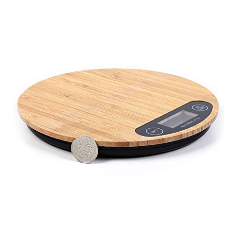 Báscula de Alimentos Báscula de Alimentos de Cocina Digital, con Plataforma de pesaje de bambú for cocinar Hornear 5 kg / 1 g Color de Madera Natural. Balanzas
