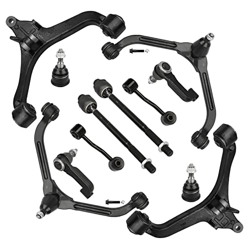 12Pc Complete Front Suspension Kit 2002 2003 2004 For Jeep Liberty 2.4L & 3.7L - Front Lower & Upper Control Arms W/Ball Joints + Inner Outer Tie Rod Ends + Sway Bar End Links #TOP11