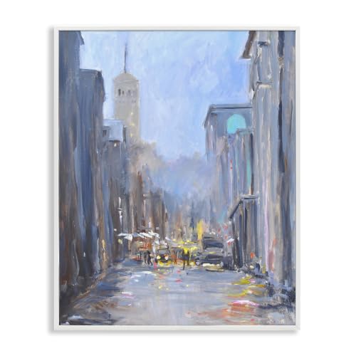 'Abstract Rainy City Reflections Tall Urban'| Framed Giclee Art