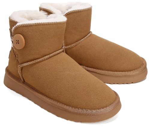 Jifenkla Botas de Invierno Mujer Boots, Cálido Pelo Forradas Botas de Nieve, Impermeable Antideslizante Botines de Senderismo, Lígeras Cómodas Casuales Trekking Zapatos