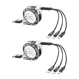 Multi Charging Cable 3A 2Pack 3.3ft 3 in 1 Retractable Charging Cord Multi USB Cable Fast Charger Co