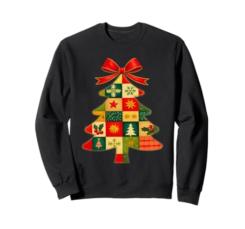 Family Christmas Patchwork Tree Holiday Xmas Vibes Men Women Sweatshirt