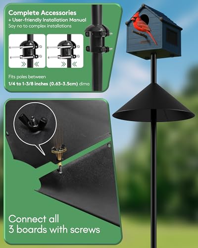 19 Inch Metal Squirrel Baffle for Bird Feeder Pole, Outdoor Squirrel Proof Bird Feeders, Bird House Guard for Shepherd’s Hook, Rust Chew Proof Heavy Duty - Thumbnail 5