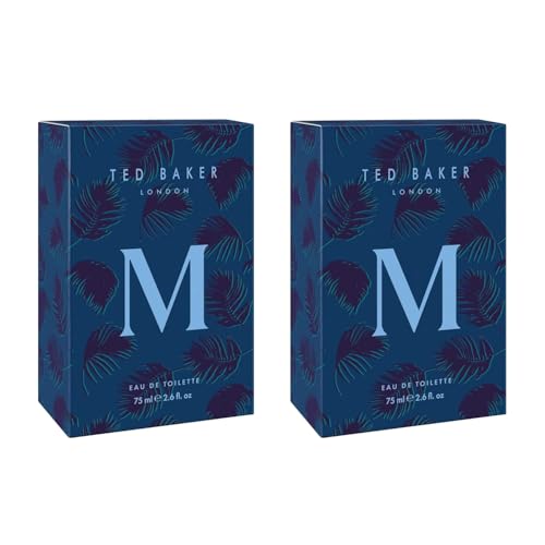 Ted Baker M Eau de Toilette Duo Pack for Men & Teens, Fresh Citrus Spicy Cologne, Long-Lasting Fragrance Set Mandarin, Bergamot, Black Pepper, Amber, Musk 2 x 75ml / 2.5 fl oz Each