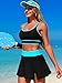 ZRTAK Women's High Waisted Bikini Sets Tummy Control Swim Skirt Two Piece Swim Suit Color Block Bathing Suit (Black Blue, XX-Large)