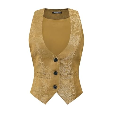 Allegra K Women's Vintage Jacquard Waistcoat Cover