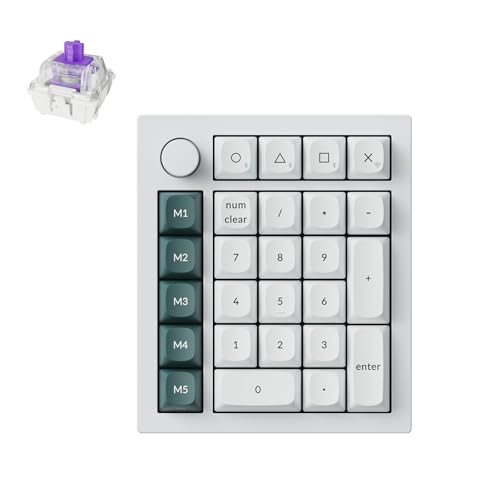Keychron Q0 HE Kabelloser Magnetisches Numpad 2 4 GHz/Bluetooth 5.1 Schnelltrigger RGB programmierbarer mit QMK Hot-Swap-fähig CNC-gefrästes Aluminium-Numpad für Mac Windows und Linux Weiß