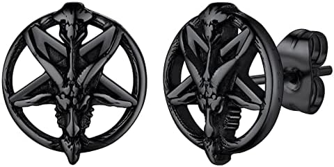 Black Satanic Earrings Gothic Punk Stud Earrings Stainless Steel Satanic Jewelry Accessories