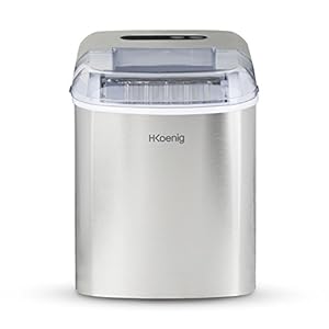 H.Koenig KB14 ijsblokjesmachine KB14-ca. 12 kg ijsblokjes per dag, productietijd 10-13 min. -2 ijsblokjesgrootte-waterniveau-indicator, 120 W roestvrij staal zilver, kunststof, 2100 milliliter