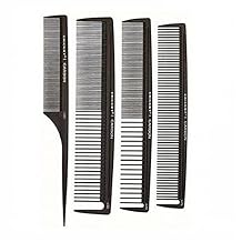 Cricket Professional Hair Stylist Carbon Comb Set Anti-Static, Heat-Resistant Carbon Fiber Combs with Seamless Teeth for Smooth Styling, Cutting, and Coloring 4-Piece Variety Pack