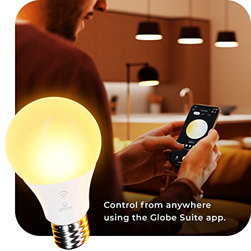 Globe Electric 34207 Wi-Fi Smart 10 Watt (60W Equivalent) Multicolor Changing Rgb Tunable White Frosted Led Light Bulb 2-Pack, No Hub Required, Voice Activated, 2000K - 5000K, A19 Shape, E26 Base #TOP1