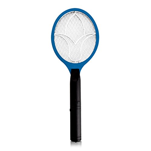 kwmobile Matamoscas eléctrico - Raqueta eléctrica Mata Mosquitos - Raqueta pequeña Azul - Exterminadora de Insectos con Mango