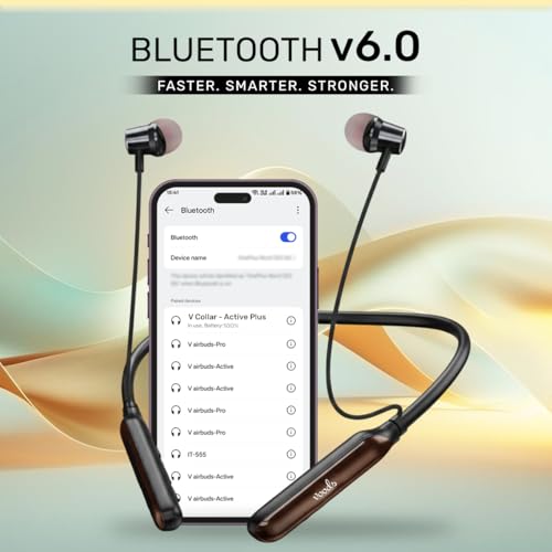 Image of Voods V Collar Ultra Voice Changer & Active Plus Neckband Combo, 130H Standby Time, Magnetic On /Off Buds with Vibration Alert, Dual Pairing, Fast Charging, IPX6 (Red & Black)